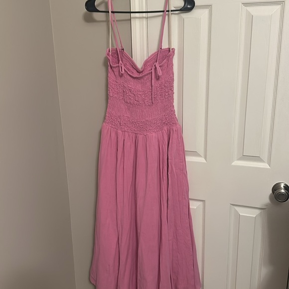 Free People Sparkling Drop-Waist Moment Midi Dress Pink M - Picture 6 of 10